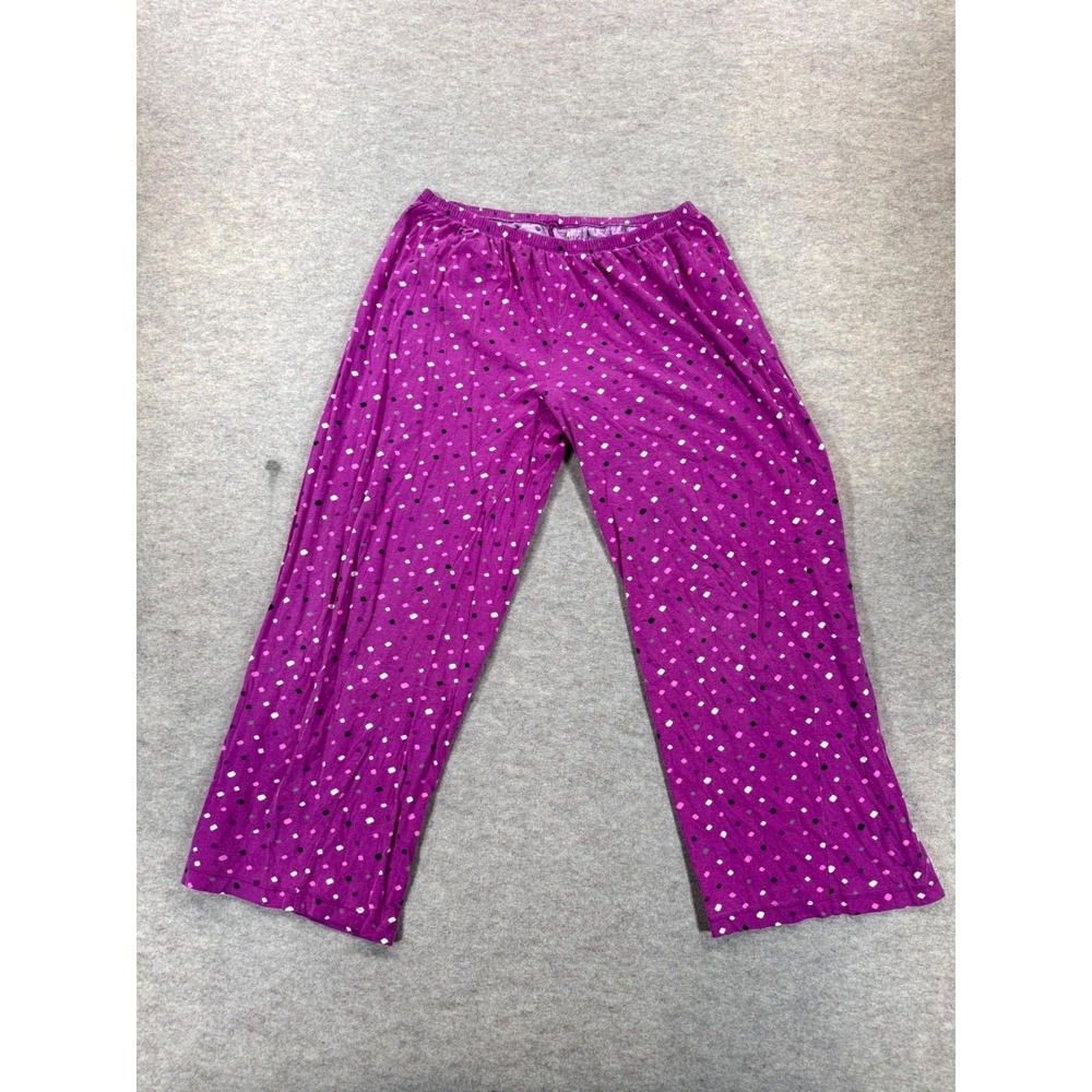 HJE Pajama Pants Womens Large Purple Polka Dots Print Everyday Wear Sleepwear